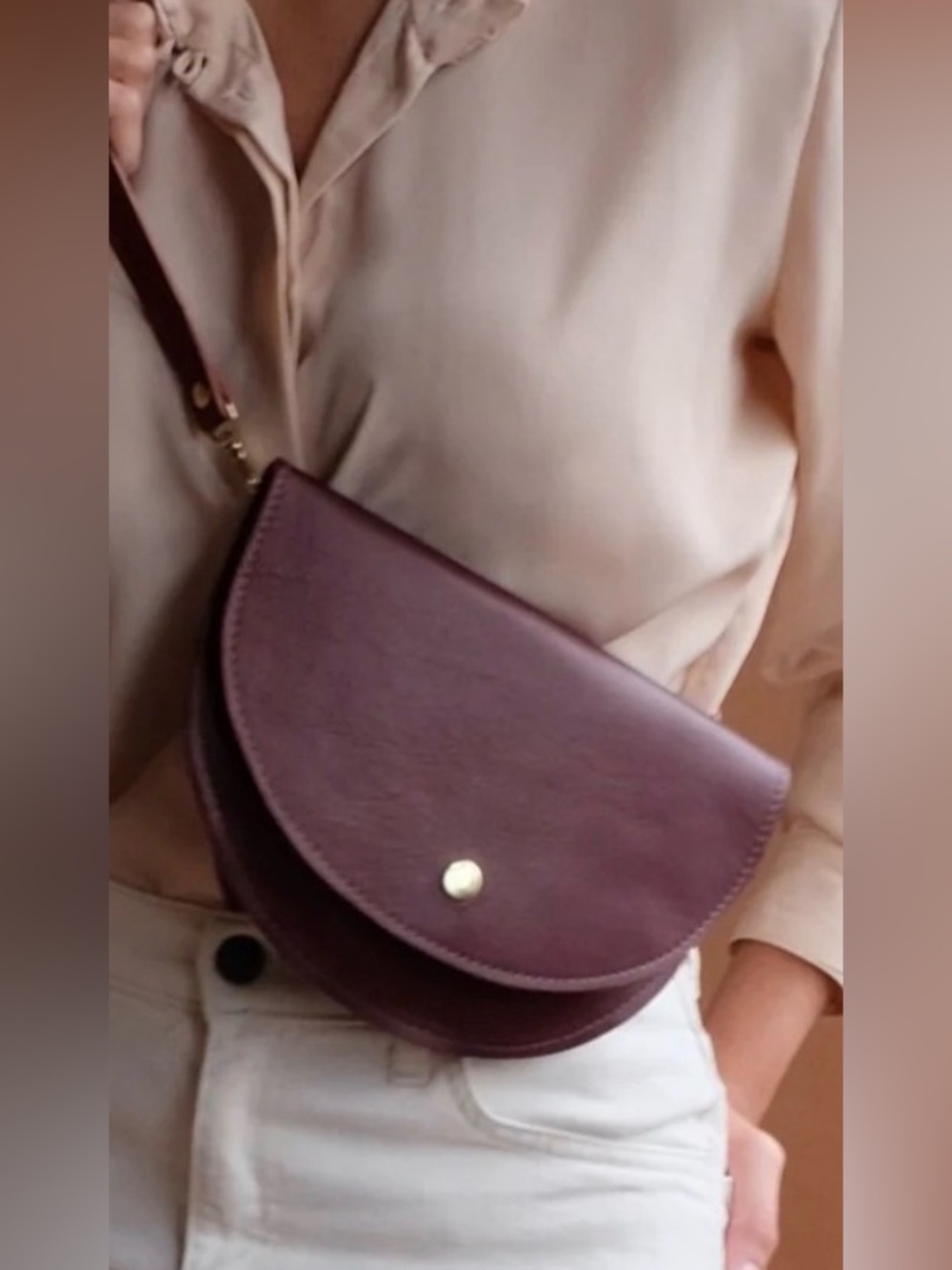 Burgundy leather fanny /crossbody by AWL Snap